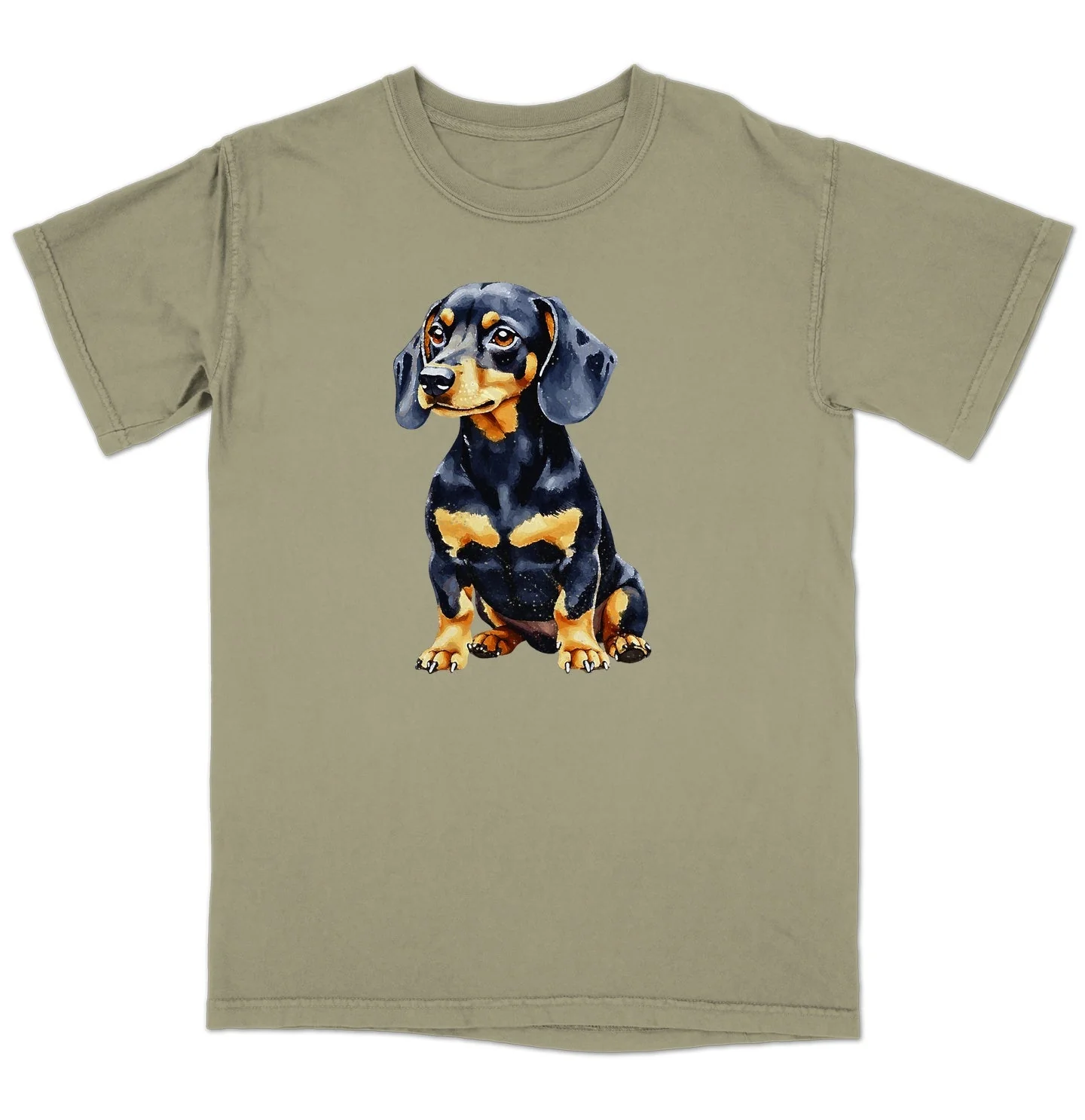 Watercolor Dachshund Adult Unisex T-Shirt - Image 4