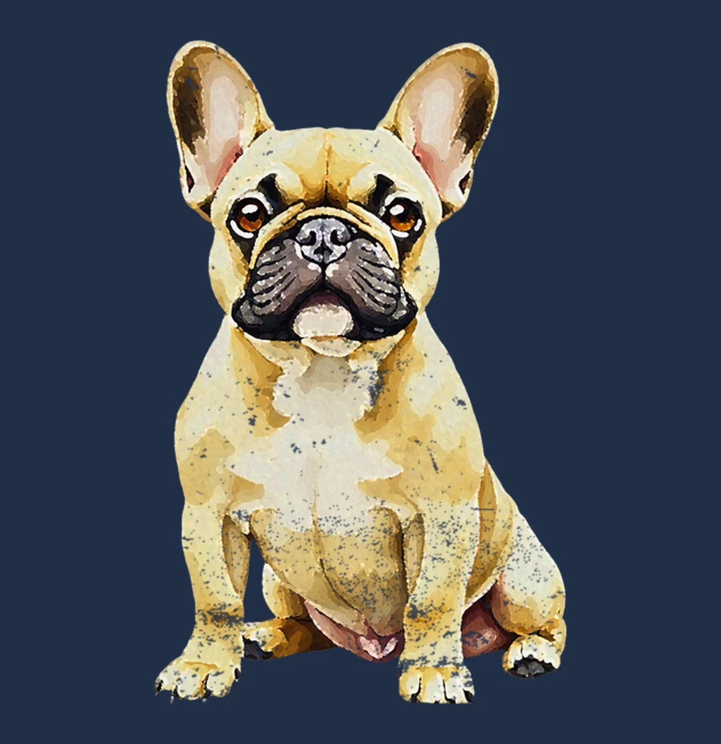 Watercolor French Bulldog Adult Unisex T-Shirt - Image 2