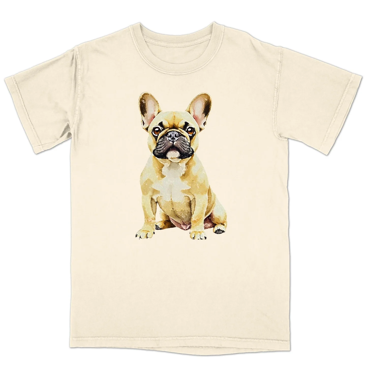 Watercolor French Bulldog Adult Unisex T-Shirt - Image 3