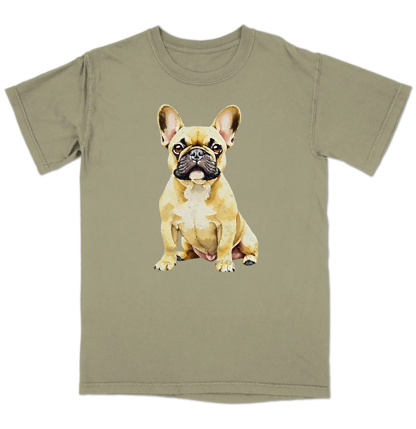 Watercolor French Bulldog Adult Unisex T-Shirt - Image 4