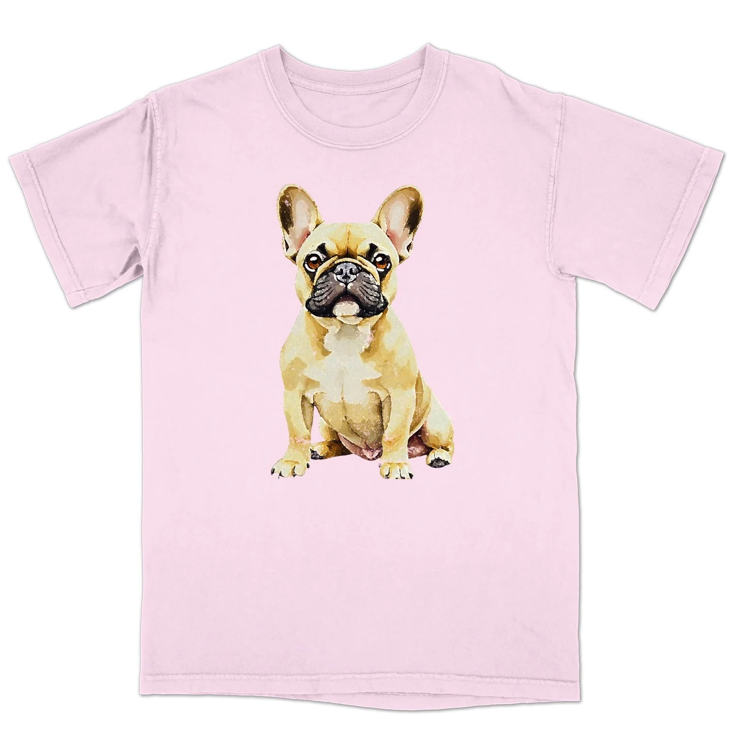 Watercolor French Bulldog Adult Unisex T-Shirt - Image 5