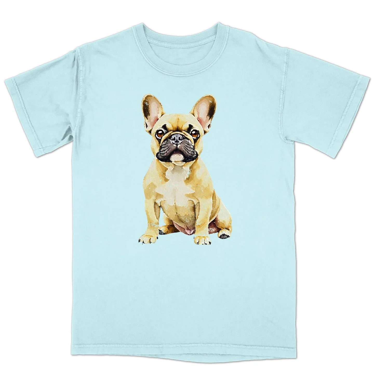 Watercolor French Bulldog Adult Unisex T-Shirt - Image 6