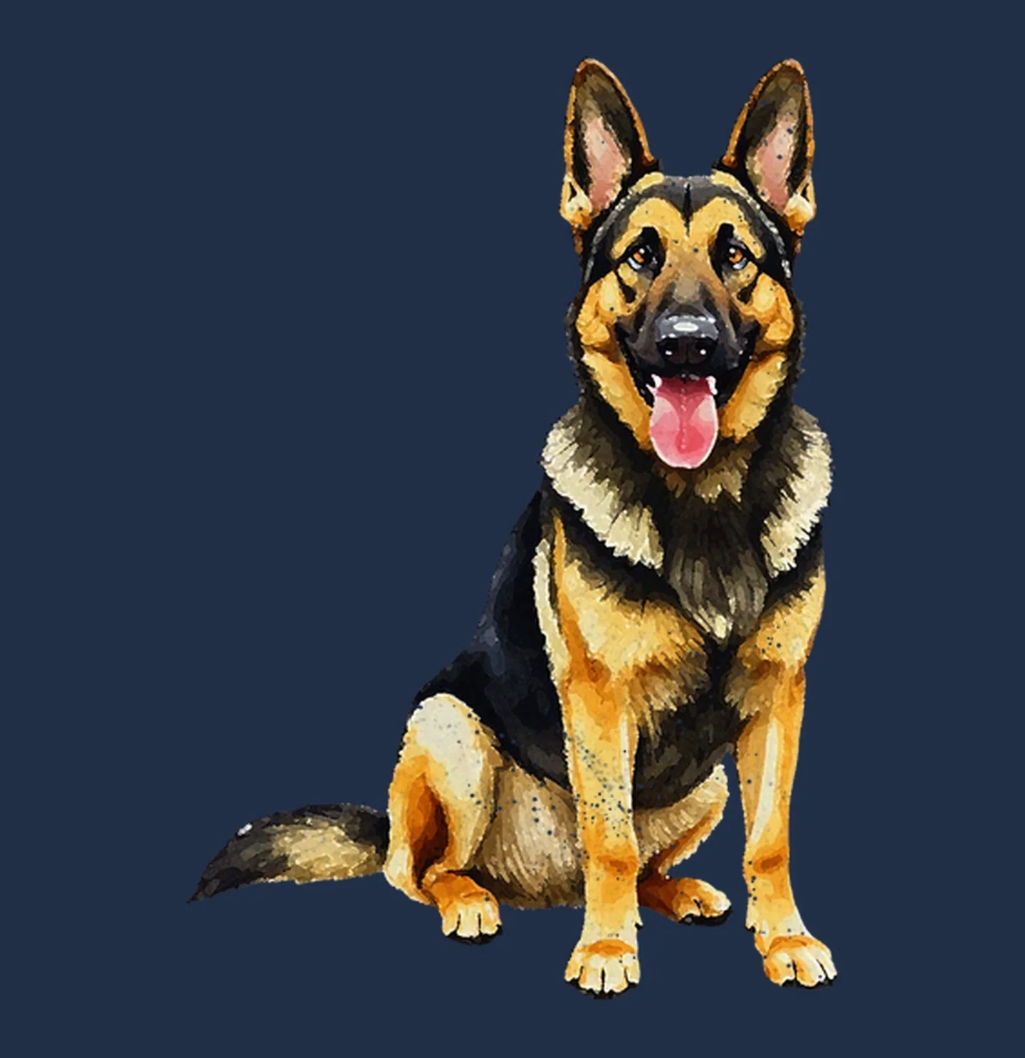 Watercolor German Shepherd Dog Adult Unisex T-Shirt - Image 2