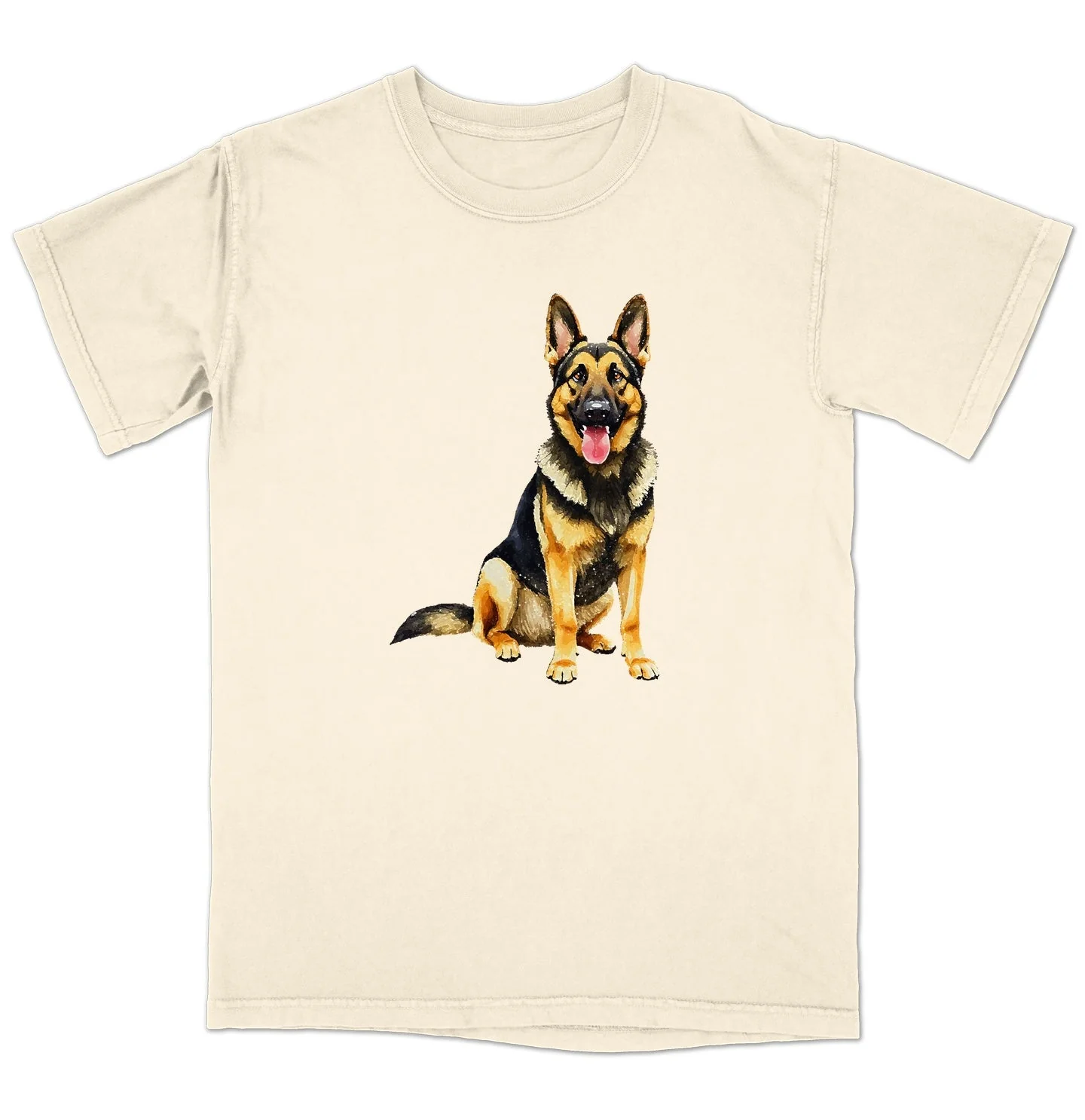 Watercolor German Shepherd Dog Adult Unisex T-Shirt - Image 3