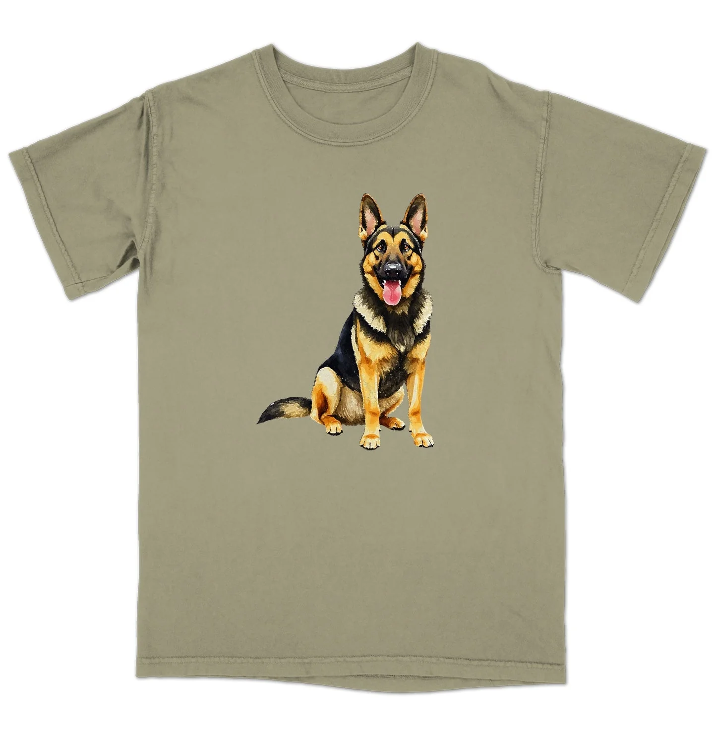 Watercolor German Shepherd Dog Adult Unisex T-Shirt - Image 4
