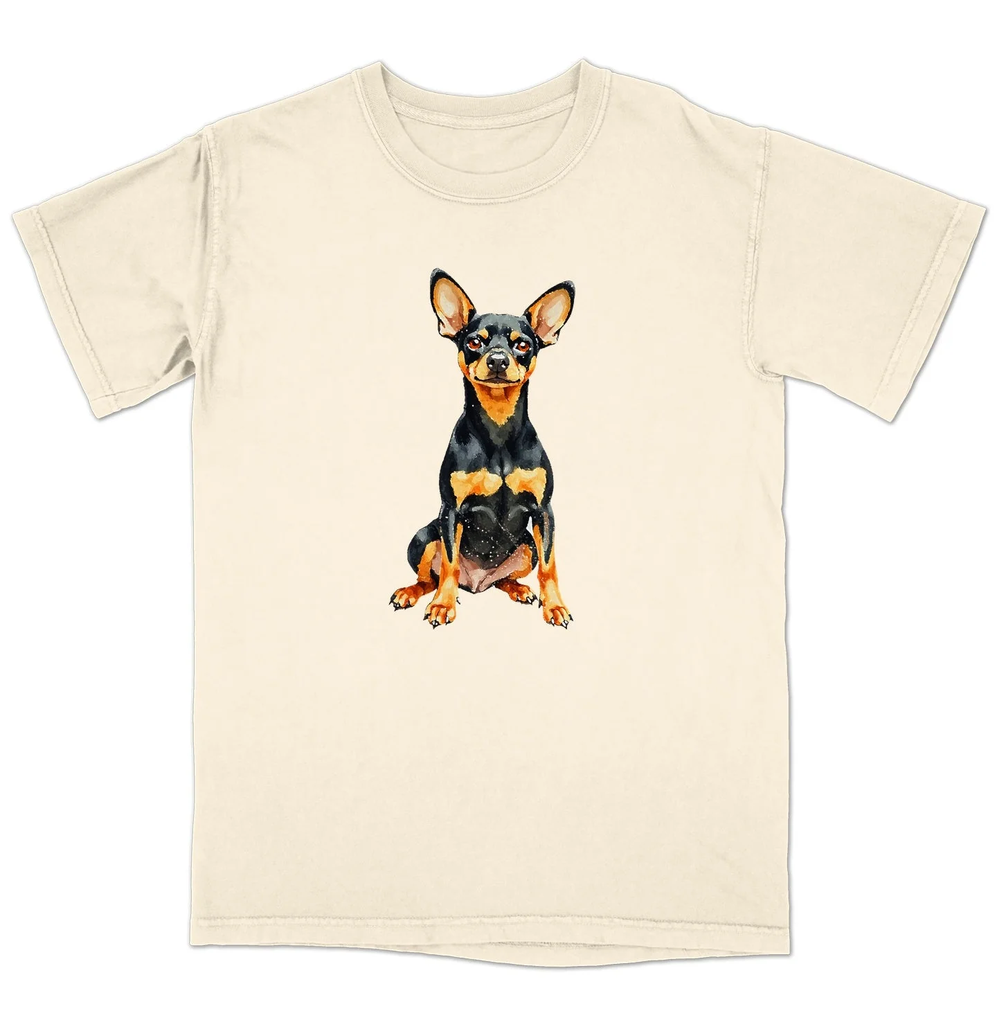 Watercolor Miniature Pinscher Adult Unisex T-Shirt - Image 3