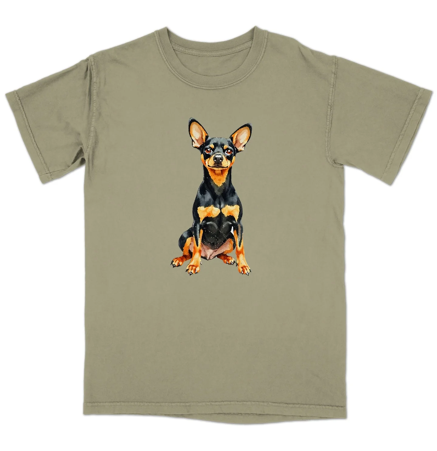 Watercolor Miniature Pinscher Adult Unisex T-Shirt - Image 4