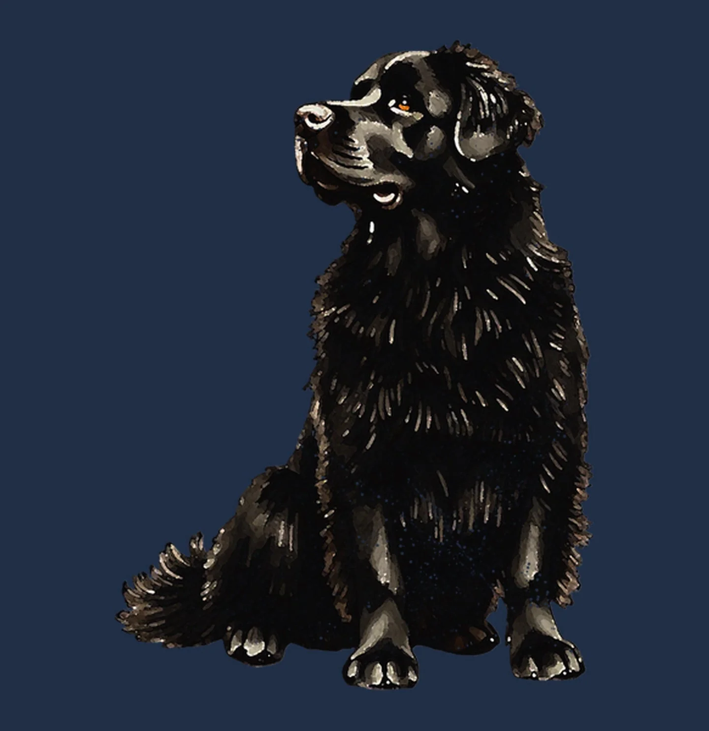 Watercolor Newfoundland Adult Unisex T-Shirt - Image 2