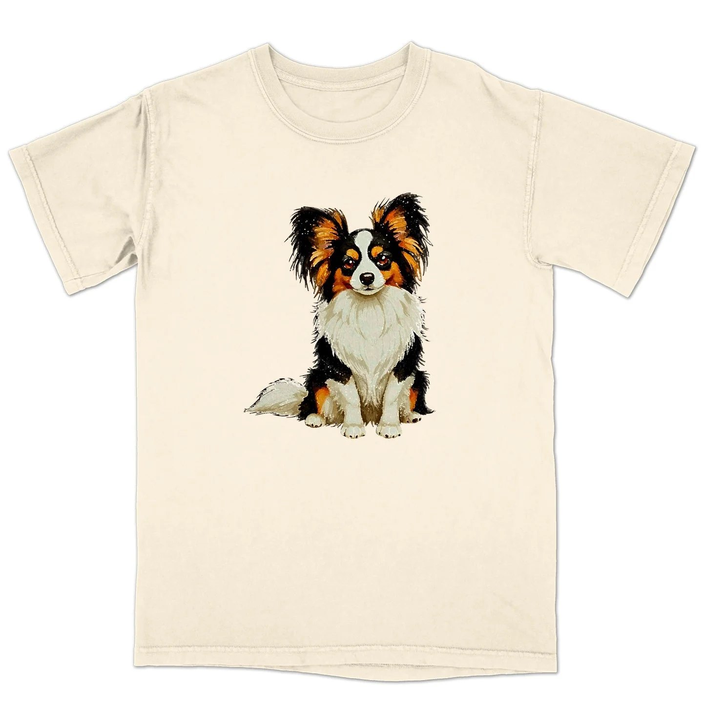 Watercolor Papillon Adult Unisex T-Shirt - Image 3