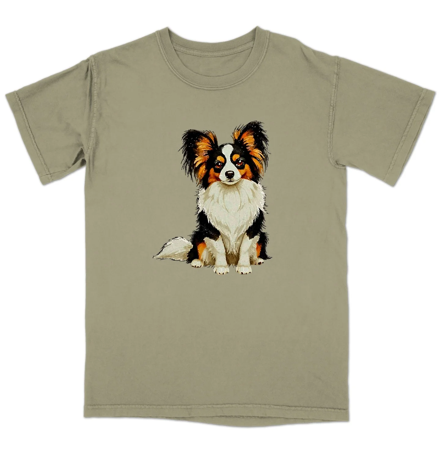 Watercolor Papillon Adult Unisex T-Shirt - Image 4
