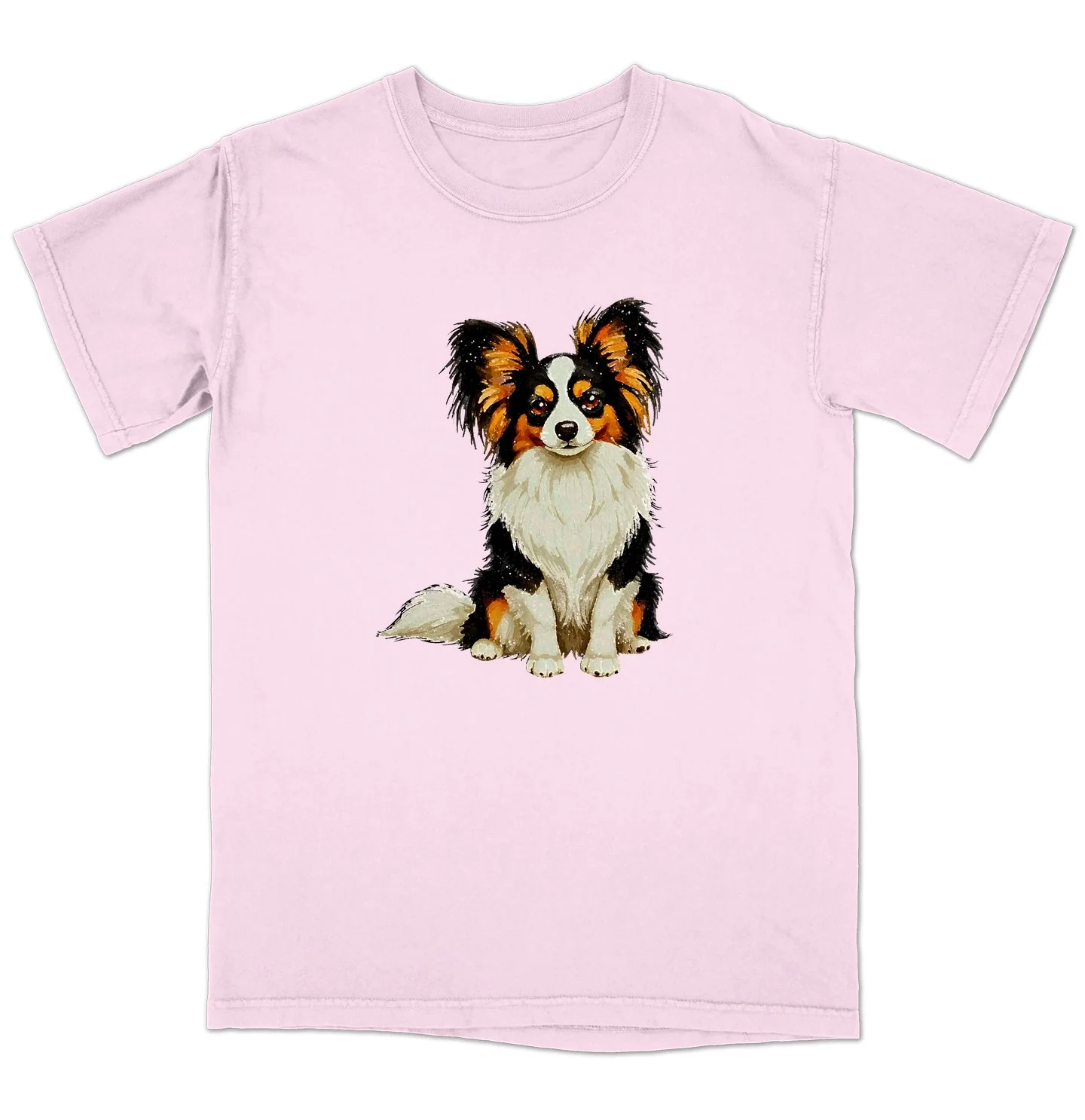 Watercolor Papillon Adult Unisex T-Shirt - Image 5