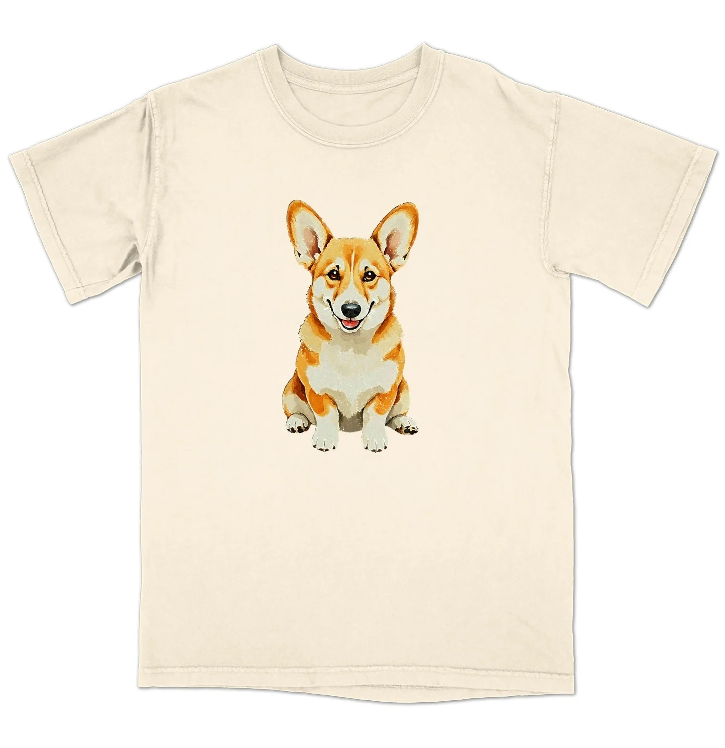 Watercolor Pembroke Welsh Corgi Adult Unisex T-Shirt - Image 3
