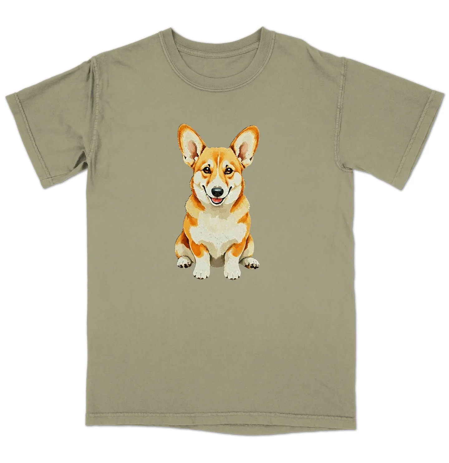 Watercolor Pembroke Welsh Corgi Adult Unisex T-Shirt - Image 4