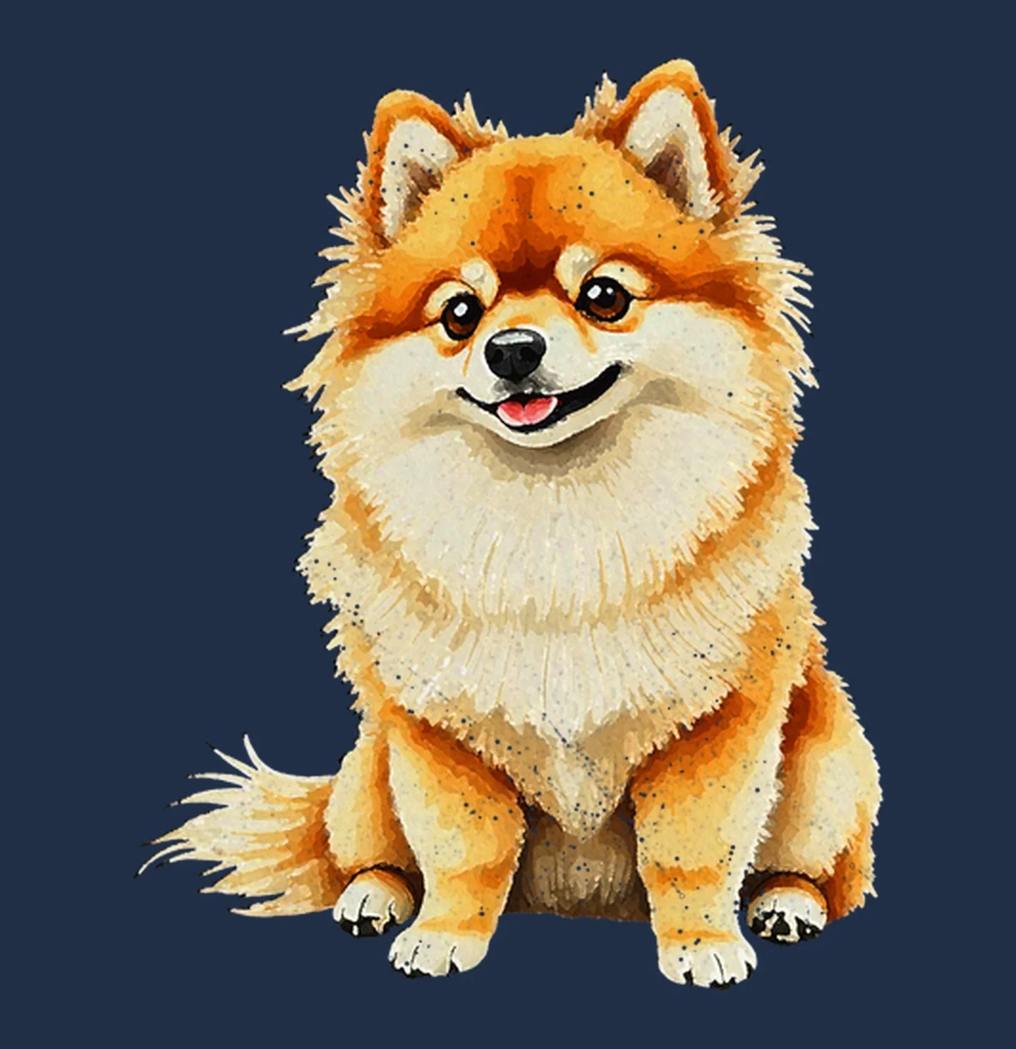 Watercolor Pomeranian Adult Unisex T-Shirt - Image 2