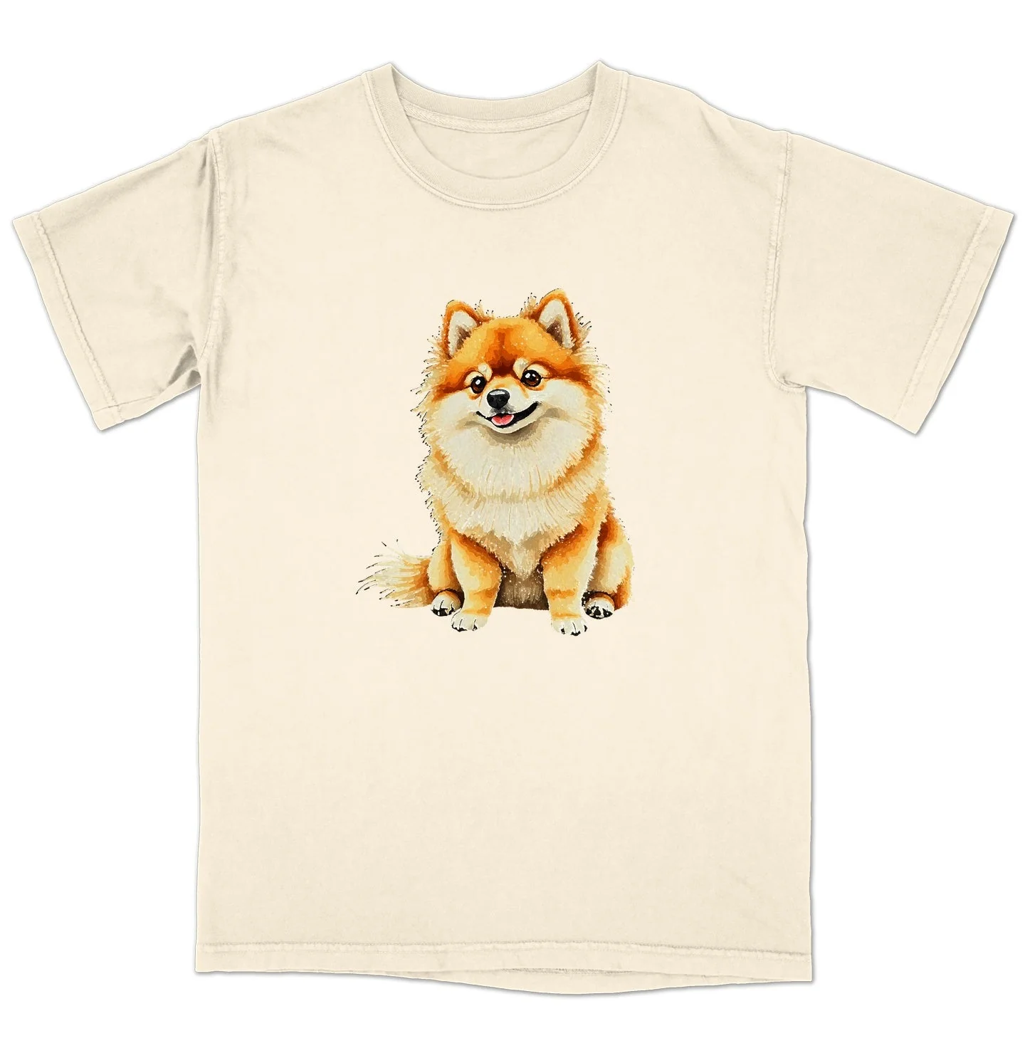 Watercolor Pomeranian Adult Unisex T-Shirt - Image 3