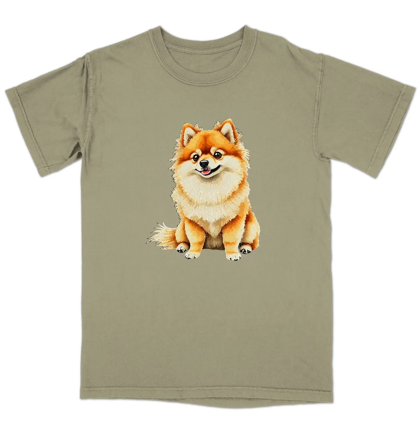 Watercolor Pomeranian Adult Unisex T-Shirt - Image 4