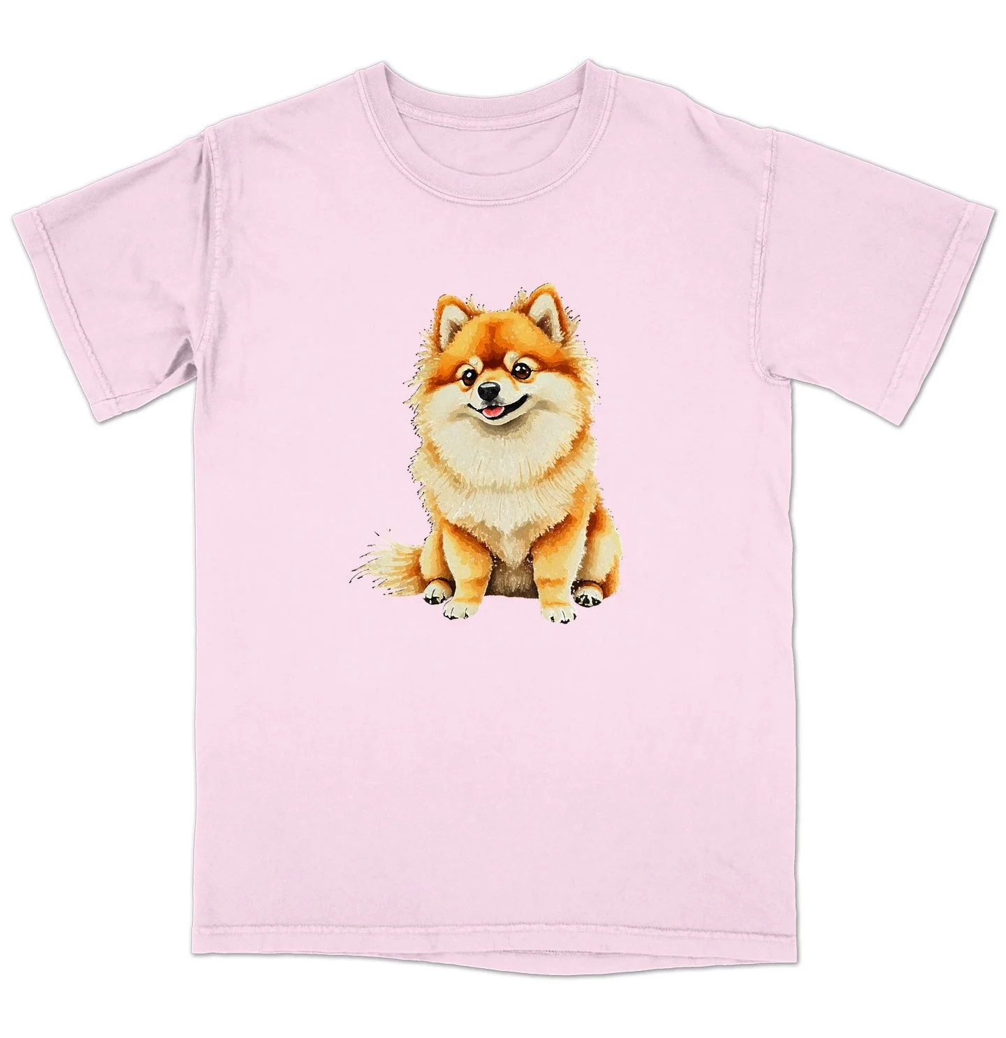 Watercolor Pomeranian Adult Unisex T-Shirt - Image 5