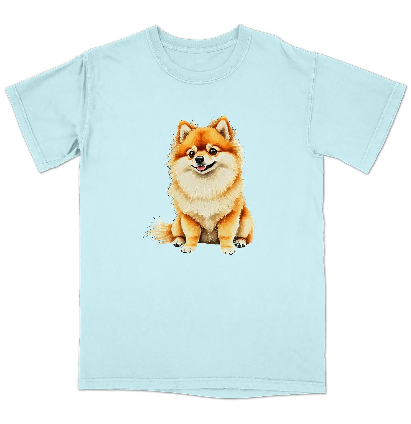 Watercolor Pomeranian Adult Unisex T-Shirt - Image 6