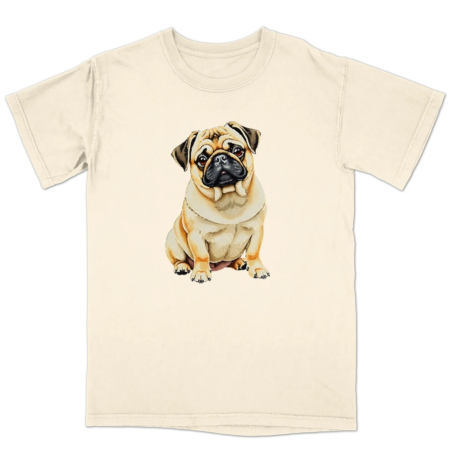 Watercolor Pug Adult Unisex T-Shirt - Image 3