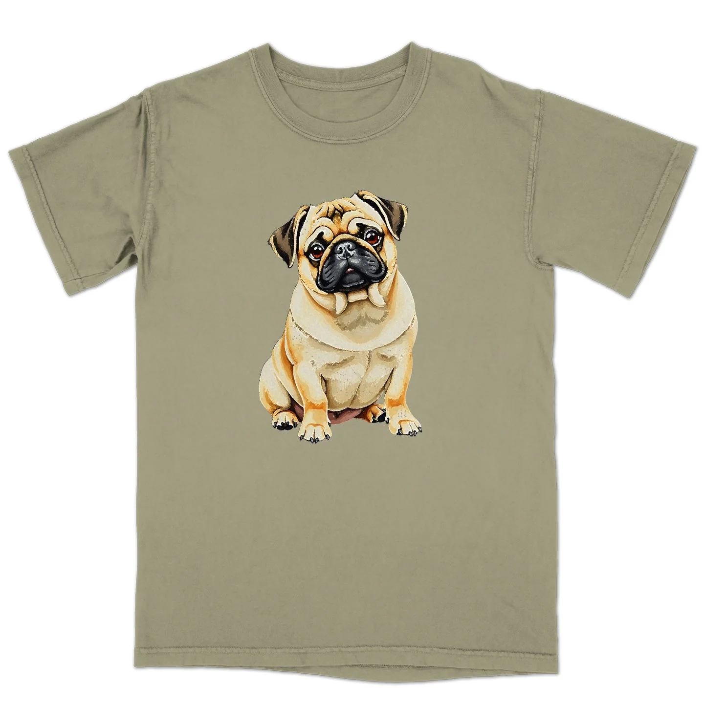Watercolor Pug Adult Unisex T-Shirt - Image 4