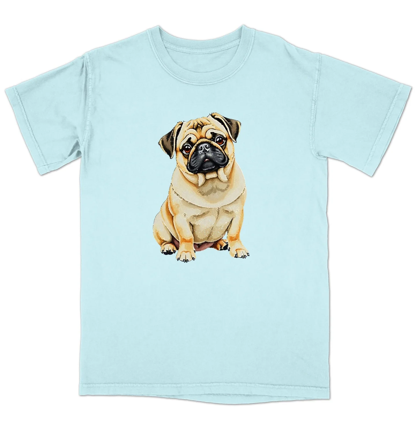 Watercolor Pug Adult Unisex T-Shirt - Image 6