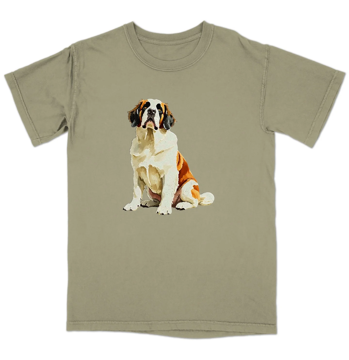Watercolor Saint Bernard Adult Unisex T-Shirt - Image 4