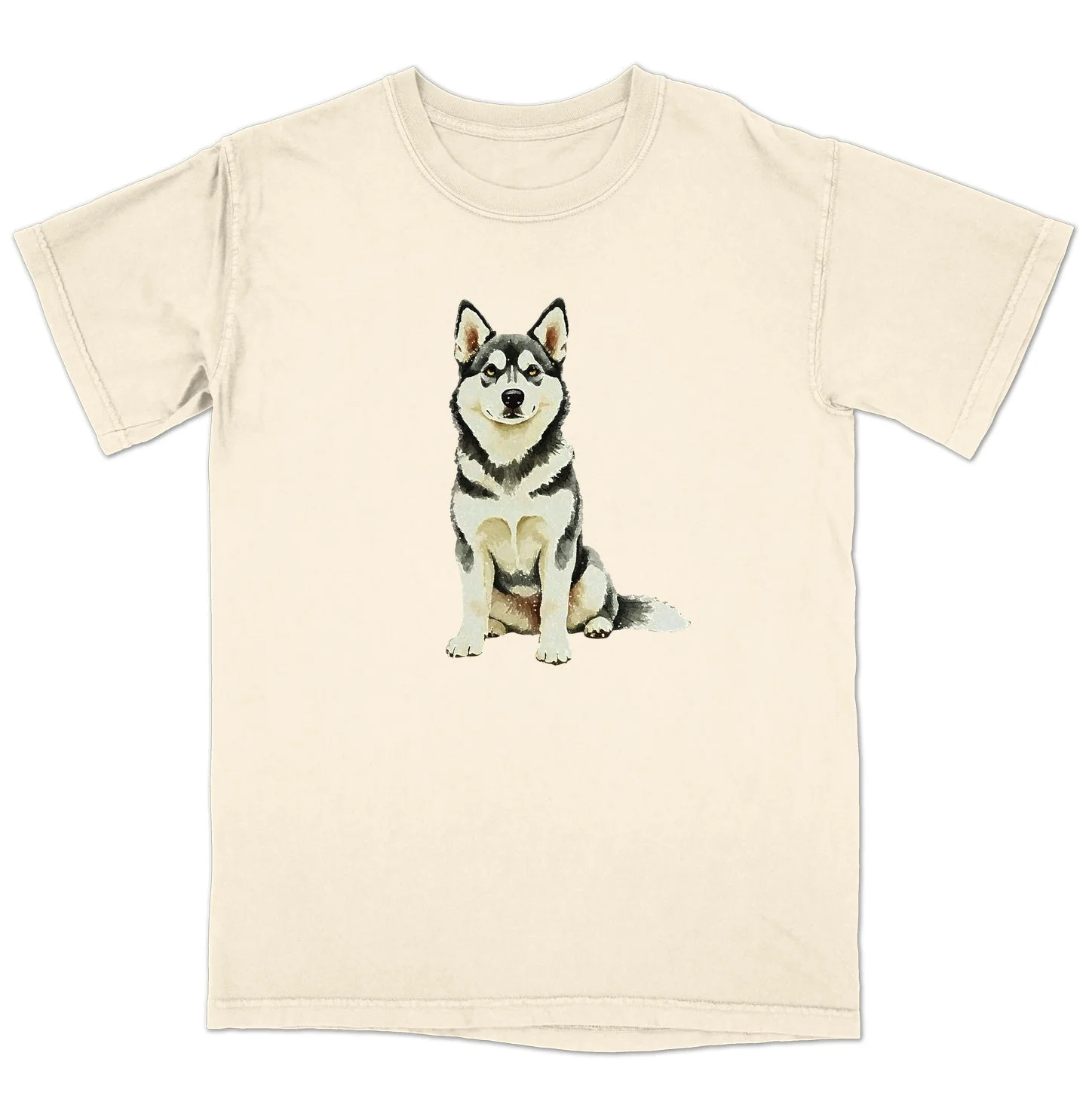 Watercolor Siberian Husky Adult Unisex T-Shirt - Image 3