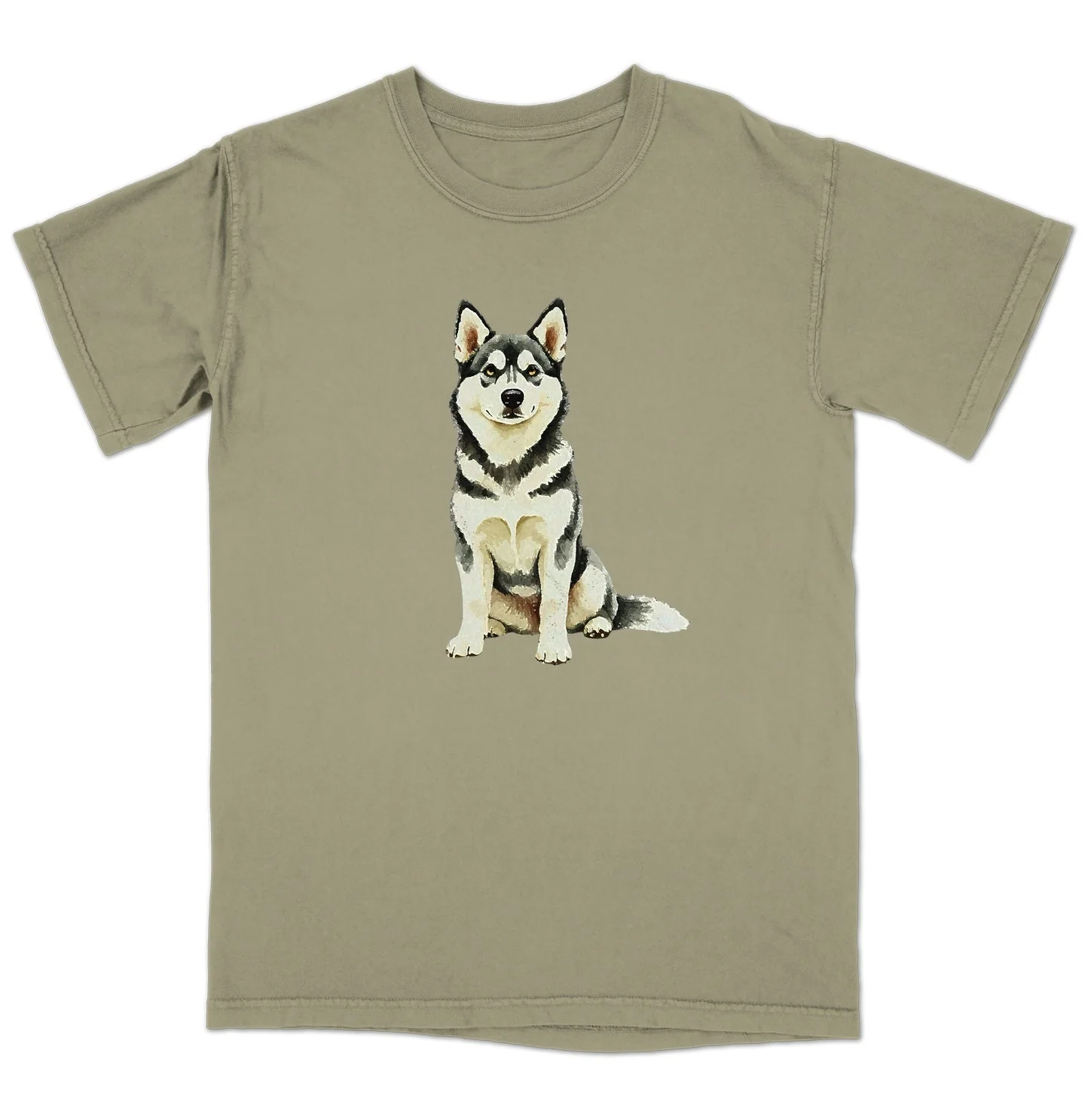 Watercolor Siberian Husky Adult Unisex T-Shirt - Image 4