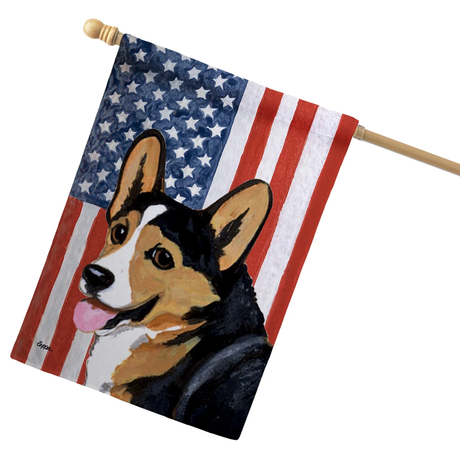 Pembroke Welsh Corgi Americana House Flag - Image 2