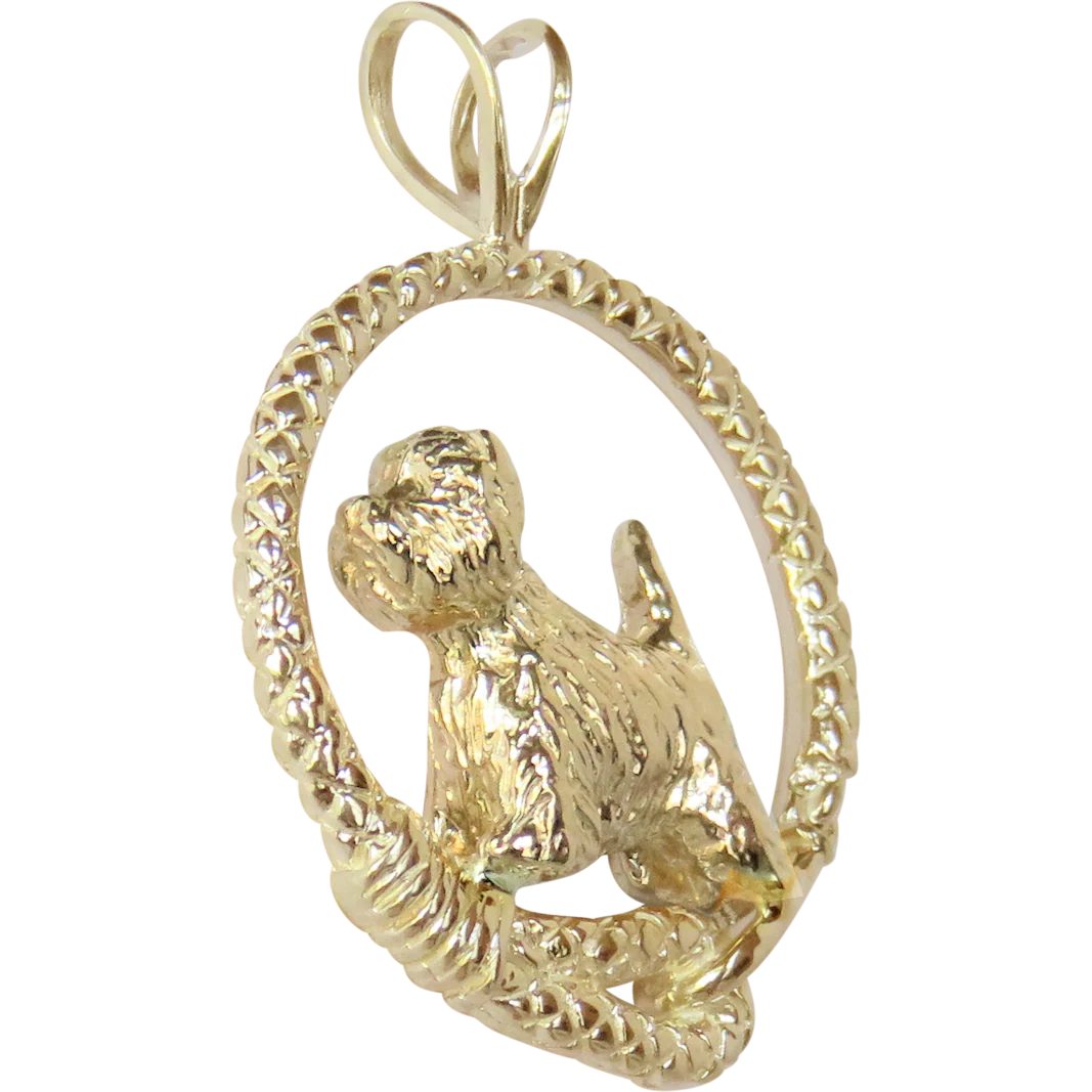 Solid 14K Gold West Highland White Terrier Leash Pendant - Image 2