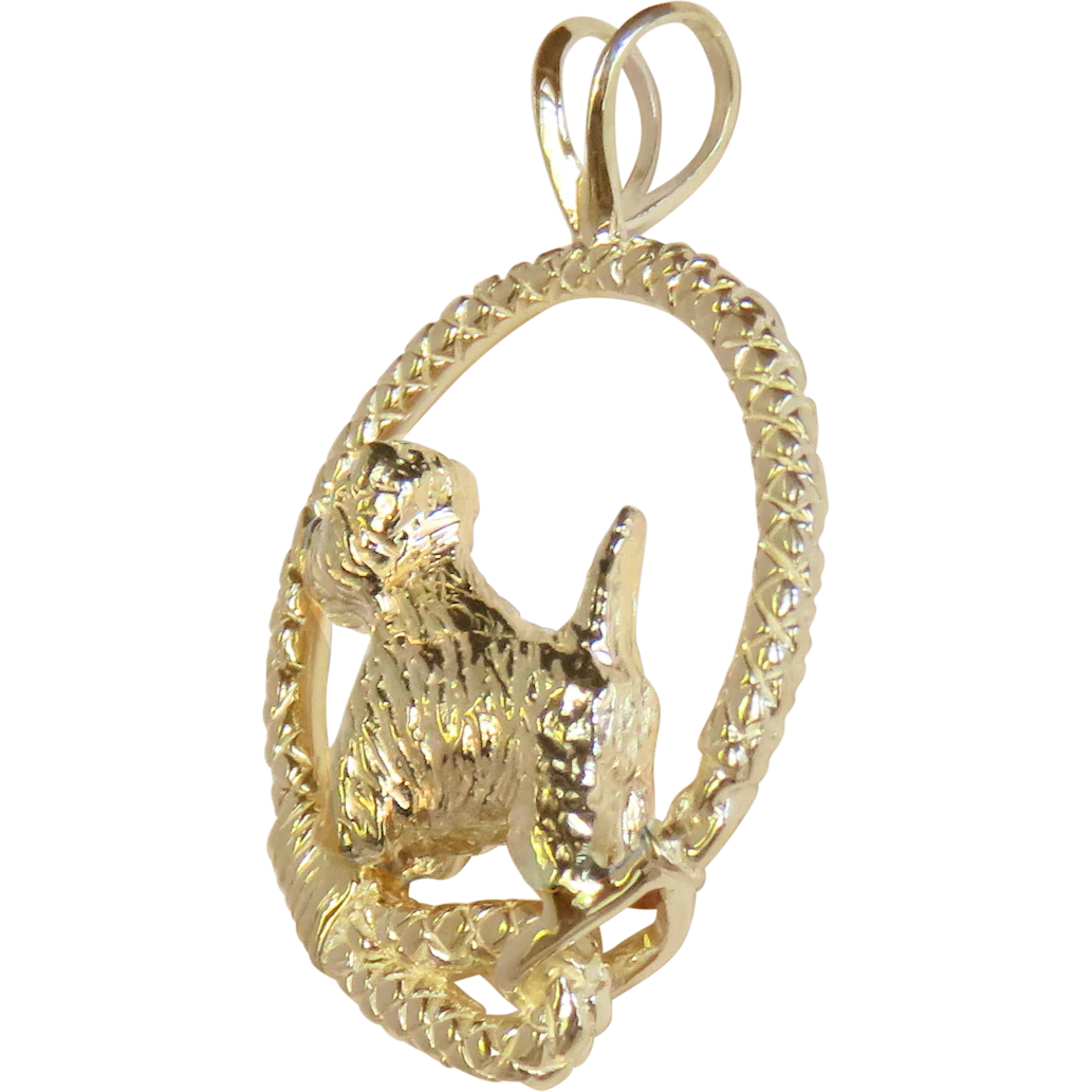 Solid 14K Gold West Highland White Terrier Leash Pendant - Image 3