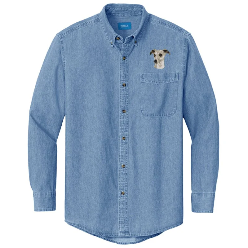 Whippet Embroidered Men's Denim Shirt