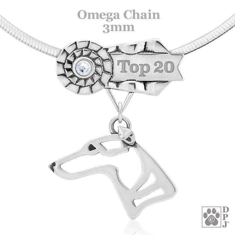 Whippet, Head, Engravable Ribbon Charm Holder