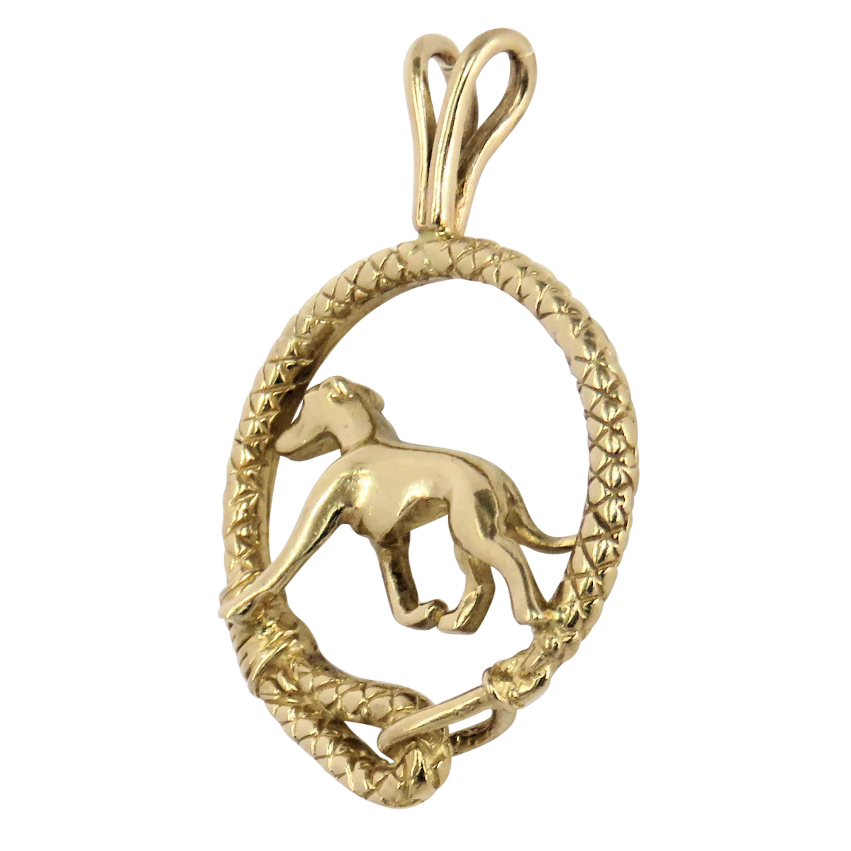 Solid 14K Gold Whippet Leash Pendant - Image 3