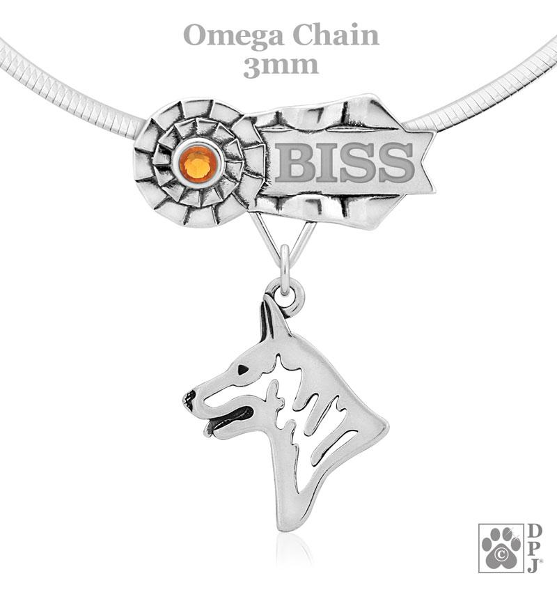 White Shepherd, Head, Engravable Ribbon Charm Holder
