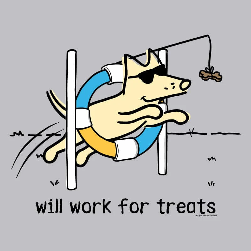 Will Work For Treats - Ladies Curvy V-Neck Tee - Image 2