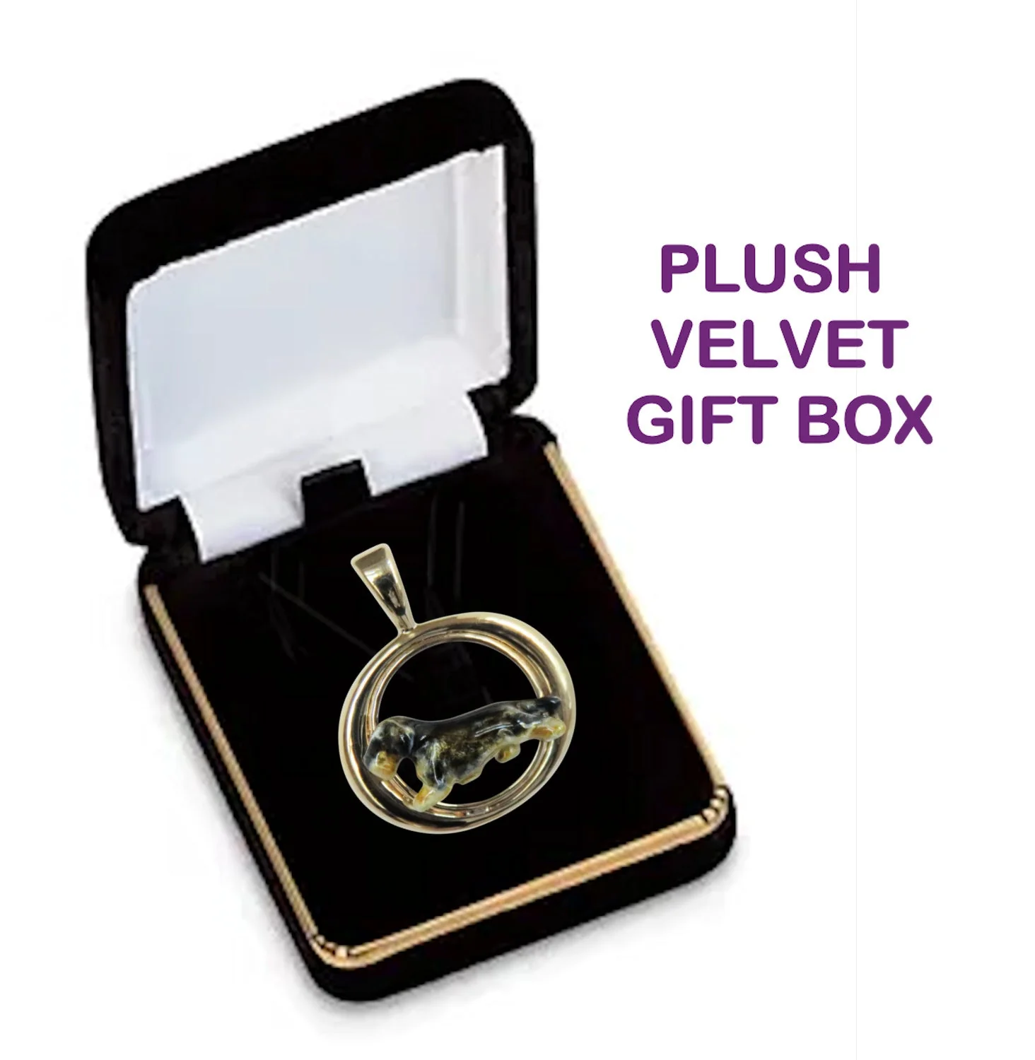 Wirehaired Dachshund  Custom Enamel in 14K Gold Tapered Oval Pendant - Image 4