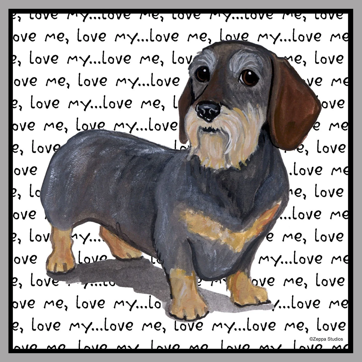 Wire Haired Dachshund Love Text - Women's V-Neck T-Shirt - Image 2