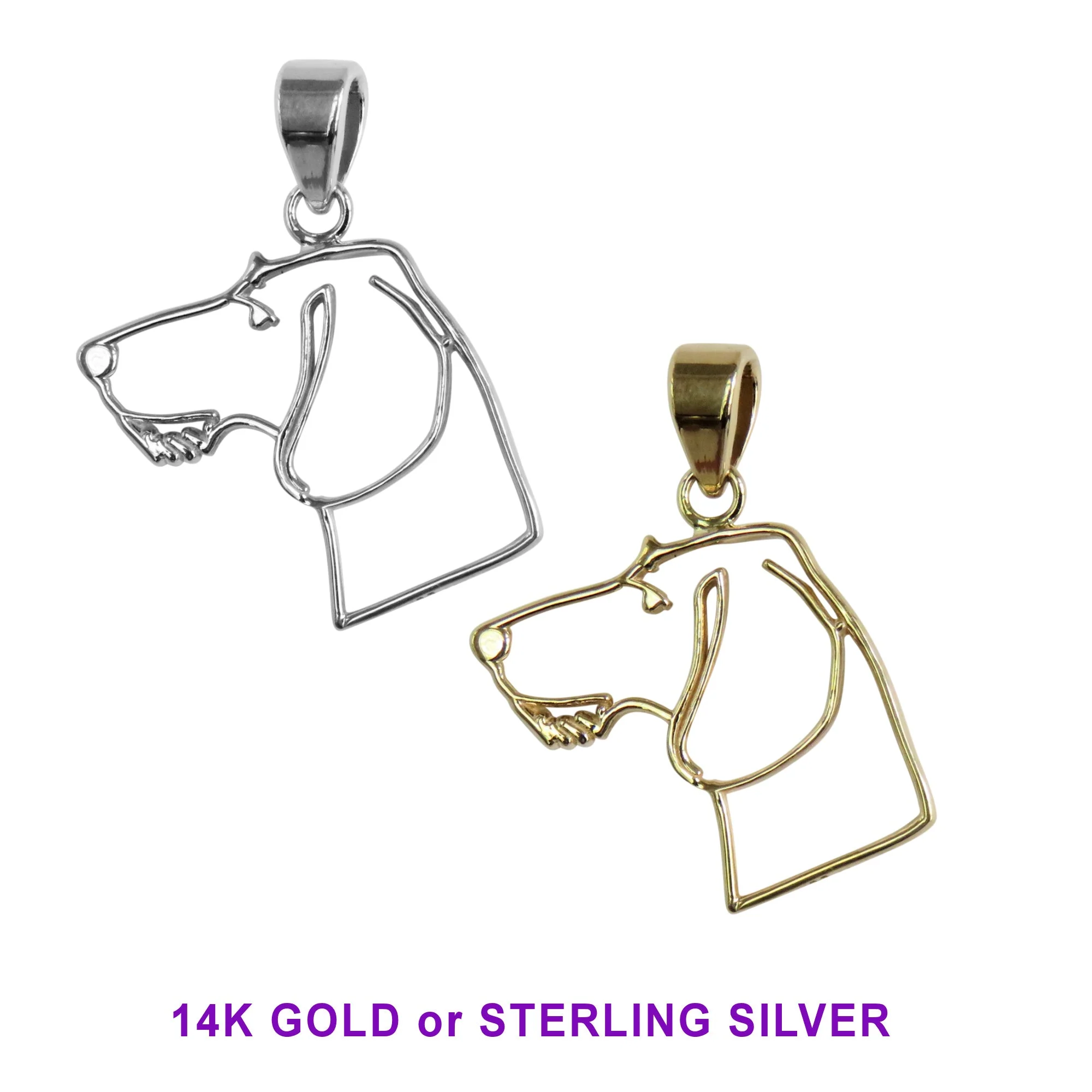 Dachshund (Wirehaired) in Sterling Silver Silhoutte Head Pendant - Image 2