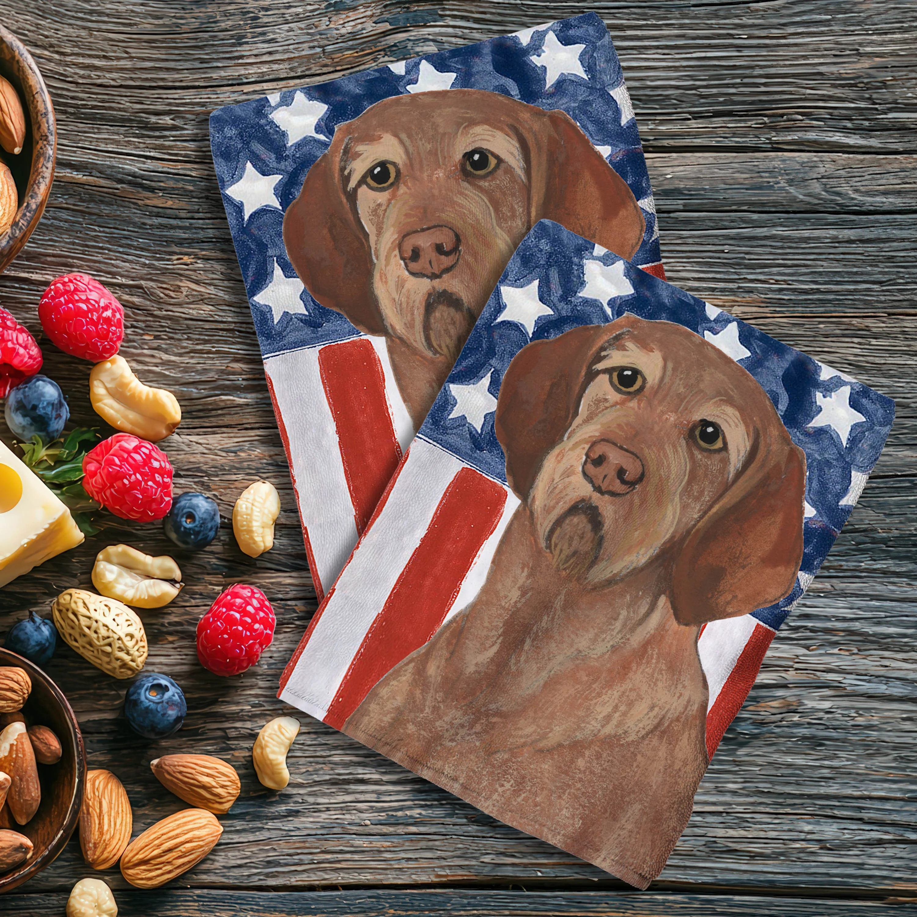 Wirehaired Vizsla Americana Kitchen Towel Set