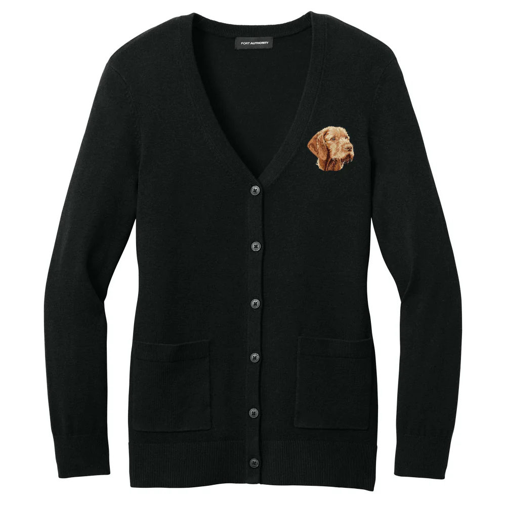 Wirehaired Vizsla Embroidered Button-Up Cardigan Sweater - Image 2