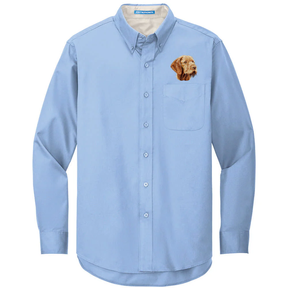 Wirehaired Vizsla Embroidered Long Sleeve Button Up Shirt - Image 3