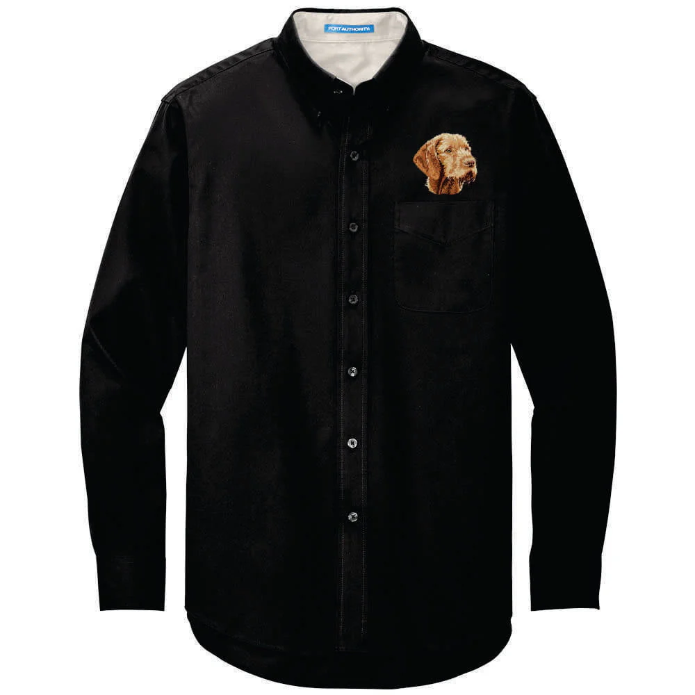 Wirehaired Vizsla Embroidered Long Sleeve Button Up Shirt - Image 4