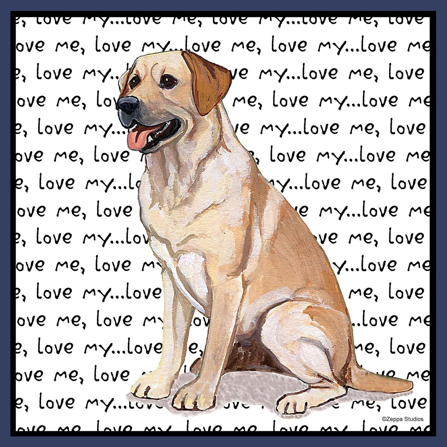 Yellow Labrador Retriever Love Text - Adult Unisex Crewneck Sweatshirt - Image 2