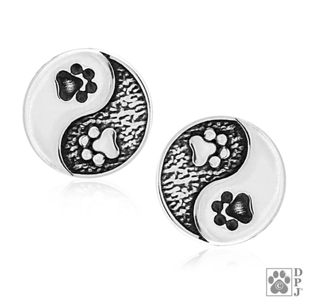 Yin & Yang Paw Post Earrings