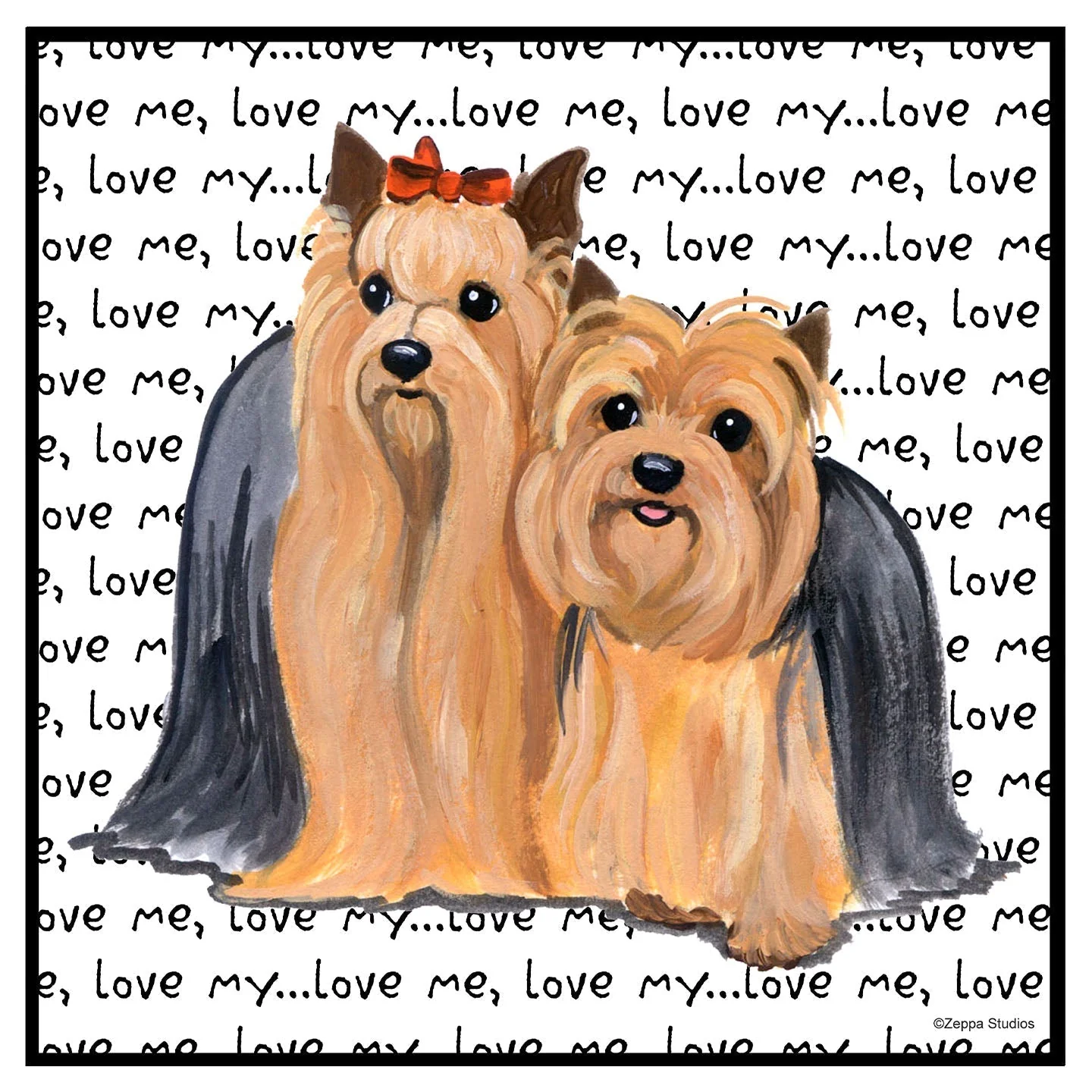 Yorkshire Terrier Love Text - Women's V-Neck T-Shirt - Image 2