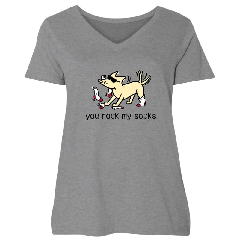You Rock My Socks - Ladies Plus V-Neck Tee