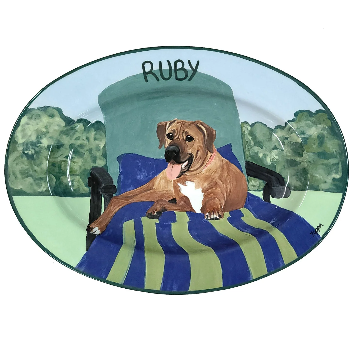 Hand-Painted Personalized Ceramic Oval Platter - Image 3